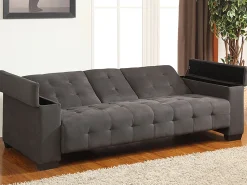 Vente-unique Sofá*Sofá-cama clic-clac de 3 lugares Microfibra DEVONSHIRE Cinzento