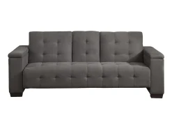 Vente-unique Sofá*Sofá-cama clic-clac de 3 lugares Microfibra DEVONSHIRE Cinzento