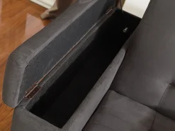 Vente-unique Sofá*Sofá-cama clic-clac de 3 lugares Microfibra DEVONSHIRE Cinzento