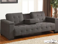 Vente-unique Sofá*Sofá-cama clic-clac de 3 lugares Microfibra DEVONSHIRE Cinzento