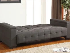 Vente-unique Sofá*Sofá-cama clic-clac de 3 lugares Microfibra DEVONSHIRE Cinzento