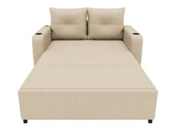 Sofá-cama conversível 3 em 1 - 131 x 81 x 94 cm - com porta-copos + almofadas + porta USB - Algodão e linho -^Merax Online