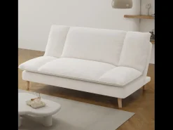 Clearance Sofá-Cama Conversível de 3 Lugares em Veludo Cotelê Azul Estilo Escandinavo Sofá