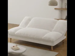 Clearance Sofá-Cama Conversível de 3 Lugares em Veludo Cotelê Azul Estilo Escandinavo Sofá