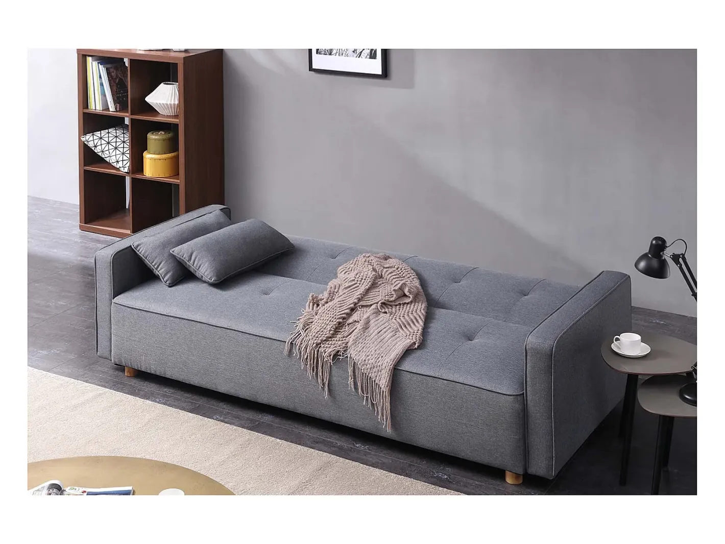 Sofá-Cama Conversível Escandinavo 3 Lugares Cinza COPENHAGUE Design Único e Conforto XXL^Concept-Usine Best