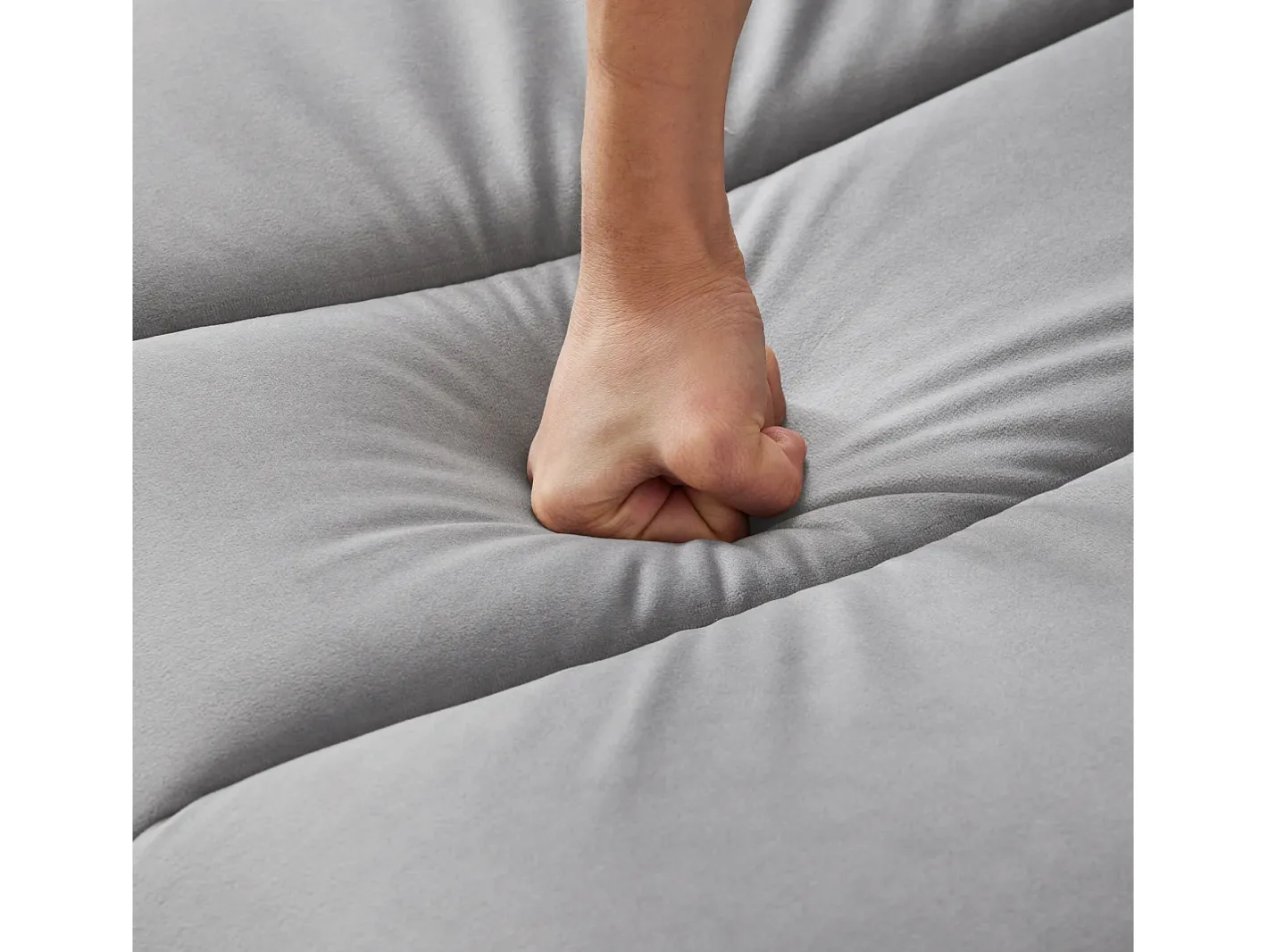 Sofá-cama convertível de 3 lugares em tecido de veludo - Cinza^ModernLuxe Online