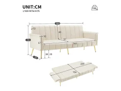 Sofá-cama convertível de 3 lugares em tecido de veludo -*ModernLuxe Hot