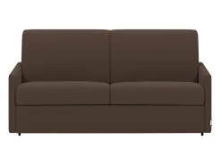 Vente-unique Sofá*Sofá-cama convertível exprés em tecido marrom com assento de memória de forma 160 cm colchão 14 cm CALIFE Castanho