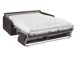 Hot Sofá-cama couro sintético cinza-toupeira assento com assento de memória de forma 160 cm ripas largas 18 cm CALIFE Sofá