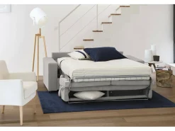 Talamo Italia Sofá*Sofá-cama Daame, ofá de 2 lugare, 100% Fabricado na Itália, Sofá da ala com abertura giratória, com apoio de cabeça ajutávei â€<â€<e braço fino, 160x95h85 cm, Cinza Cinzento