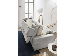Talamo Italia Sofá*Sofá-cama Daame, ofá de 2 lugare, 100% Fabricado na Itália, Sofá da ala com abertura giratória, com apoio de cabeça ajutávei â€<â€<e braço fino, 160x95h85 cm, Cinza Cinzento