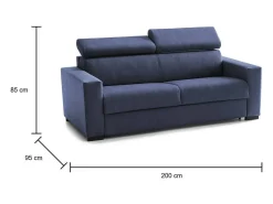 Clearance Sofá-cama Daara, ofá de 3 lugare, 100% Fabricado na Itália, Sofá da ala com abertura giratória, com apoio de cabeça ajutávei â€<â€<e braço fino, 200x95h85 cm, Sofá