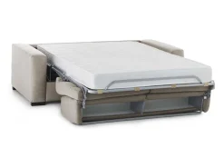 Sofá-cama Dabagn, Sofá grande de 2 lugare, 100% Fabricado na Itália, Sofá da ala com abertura giratória, em tecido acolchoado, com braço padrão, Cm 200x95h90, Taupe*Talamo Italia Online