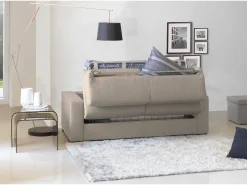 Sofá-cama Dabagn, Sofá grande de 2 lugare, 100% Fabricado na Itália, Sofá da ala com abertura giratória, em tecido acolchoado, com braço padrão, Cm 200x95h90, Taupe*Talamo Italia Online