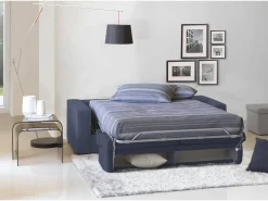 Talamo Italia Sofá*Sofá-cama Dabaida, Sofá grande de 2 lugare, 100% Fabricado na Itália, Sofá da ala com abertura giratória, em tecido acolchoado, com braço fino, 180x95h90 cm, Azul
