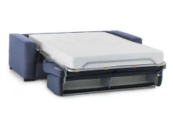 Talamo Italia Sofá*Sofá-cama Dabaida, Sofá grande de 2 lugare, 100% Fabricado na Itália, Sofá da ala com abertura giratória, em tecido acolchoado, com braço fino, 180x95h90 cm, Azul