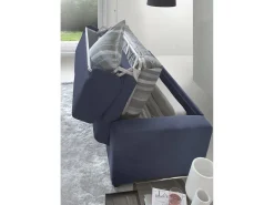 Talamo Italia Sofá*Sofá-cama Dabaida, Sofá grande de 2 lugare, 100% Fabricado na Itália, Sofá da ala com abertura giratória, em tecido acolchoado, com braço fino, 180x95h90 cm, Azul