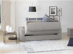 Sofá-cama Dabakah, sofá de 3 lugares, 100% Fabricado na Itália, Sofá da sala com abertura giratória, em tecido acolchoado, com braços finos, 200x95h90 cm, Cinza*Talamo Italia Online