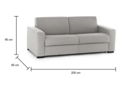 Sofá-cama Dabakah, sofá de 3 lugares, 100% Fabricado na Itália, Sofá da sala com abertura giratória, em tecido acolchoado, com braços finos, 200x95h90 cm, Cinza*Talamo Italia Online