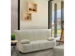Talamo Italia Sofá*Sofá-cama Dabald, ofá de 2 lugare, 100% Fabricado na Itália, Sofá da ala com abertura para carrinho, em tecido acolchoado, com almofada incluída, 125x90h85 cm, Bege