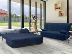 Sofá-cama Dabald, ofá de 2 lugare, 100% Fabricado na Itália, Sofá da ala com abertura para carrinho, em tecido acolchoado, com almofada incluída, 125x90h85 cm,^Talamo Italia Clearance