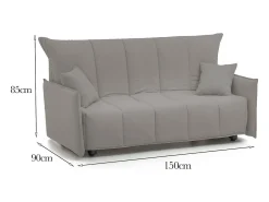 Sofá-cama Dabali, sofá de 2 lugares, 100% Fabricado na Itália, Sofá da sala com abertura para carrinho, em tecido acolchoado, com braços padrão, 150x90h85 cm, Cinza^Talamo Italia New