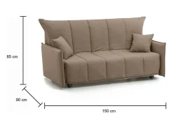 Sofá-cama Dabali, sofá de 2 lugares, 100% Fabricado na Itália, Sofá da sala com abertura para carrinho, em tecido acolchoado, com braços padrão, 150x90h85 cm, Taupe*Talamo Italia Online