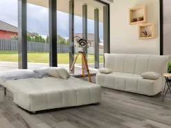 Discount Sofá-cama Dabam, ofá de 3 lugare, 100% Fabricado na Itália, Sofá da ala com abertura para carrinho, em tecido acolchoado, com almofada incluída, 165x90h85 cm, Sofá
