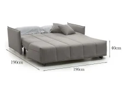 Talamo Italia Sofá*Sofá-cama Dabarc, sofá de 3 lugares, 100% Fabricado na Itália, Sofá da sala com abertura para carrinho, em tecido acolchoado, com braços padrão, 190x90h85 cm, Cinza Cinzento