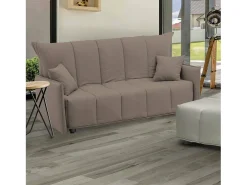 Sofá-cama Dabarc, sofá de 3 lugares, 100% Fabricado na Itália, Sofá da sala com abertura para carrinho, em tecido acolchoado, com braços padrão, 190x90h85 cm, Taupe^Talamo Italia Sale