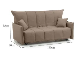 Sofá-cama Dabarc, sofá de 3 lugares, 100% Fabricado na Itália, Sofá da sala com abertura para carrinho, em tecido acolchoado, com braços padrão, 190x90h85 cm, Taupe^Talamo Italia Sale