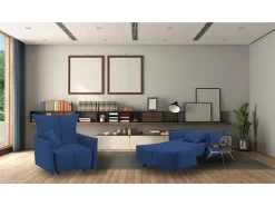 Sofá-cama Dabari, Sofá individual, 100% Fabricado na Itália, Poltrona de ala com abertura para carrinho, em tecido acolchoado, com braço padrão, 110x90h85 cm,^Talamo Italia Best