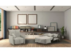Outlet Sofá-cama Dabari, Sofá individual, 100% Fabricado na Itália, Poltrona de ala com abertura para carrinho, em tecido acolchoado, com braço padrão, 110x90h85 cm, Poltrona