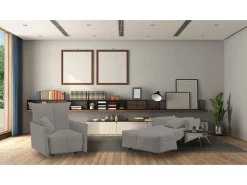 Talamo Italia Poltrona*Sofá-cama Dabari, Sofá individual, 100% Fabricado na Itália, Poltrona de ala com abertura para carrinho, em tecido acolchoado, com braço padrão, 110x90h85 cm, Cinza Cinzento