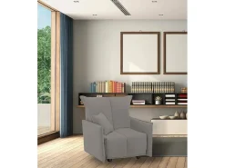 Talamo Italia Poltrona*Sofá-cama Dabari, Sofá individual, 100% Fabricado na Itália, Poltrona de ala com abertura para carrinho, em tecido acolchoado, com braço padrão, 110x90h85 cm, Cinza Cinzento