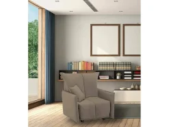 Sofá-cama Dabari, Sofá individual, 100% Fabricado na Itália, Poltrona de ala com abertura para carrinho, em tecido acolchoado, com braço padrão, Cm 110x90h85, Taupe^Talamo Italia Online