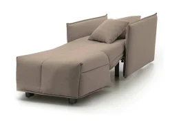 Sofá-cama Dabari, Sofá individual, 100% Fabricado na Itália, Poltrona de ala com abertura para carrinho, em tecido acolchoado, com braço padrão, Cm 110x90h85, Taupe^Talamo Italia Online