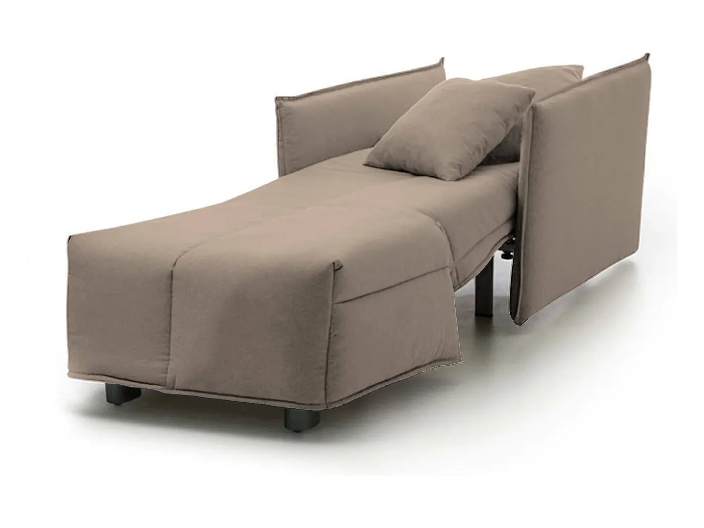 Sofá-cama Dabari, Sofá individual, 100% Fabricado na Itália, Poltrona de ala com abertura para carrinho, em tecido acolchoado, com braço padrão, Cm 110x90h85, Taupe^Talamo Italia Online