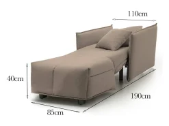 Sofá-cama Dabari, Sofá individual, 100% Fabricado na Itália, Poltrona de ala com abertura para carrinho, em tecido acolchoado, com braço padrão, Cm 110x90h85, Taupe^Talamo Italia Online