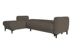 Sale Sofá-cama Dabazo, Sofá-cama de canto com península reversível, Sofá moderno com chaiselongue e 3 almofadas, 230x153h85 cm, Marrom Sofá