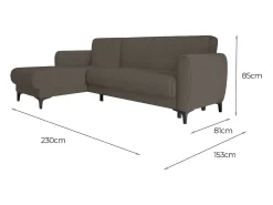 Sale Sofá-cama Dabazo, Sofá-cama de canto com península reversível, Sofá moderno com chaiselongue e 3 almofadas, 230x153h85 cm, Marrom Sofá