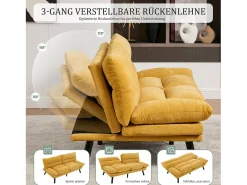 Sofá-cama de 2 lugares - 165 x 90 x 76 cm - com encosto e braços ajustáveis - Microfibra -*Merax New