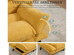 Sofá-cama de 2 lugares - 165 x 90 x 76 cm - com encosto e braços ajustáveis - Microfibra -*Merax New