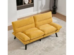 Sofá-cama de 2 lugares - 165 x 90 x 76 cm - com encosto e braços ajustáveis - Microfibra -*Merax New