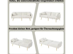 Sofá-cama de 2 lugares - 178 x 82 x 70 cm - com encosto e braços ajustáveis - veludo -*Merax Outlet