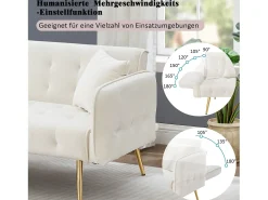 Sofá-cama de 2 lugares - 178 x 82 x 70 cm - com encosto e braços ajustáveis - veludo -*Merax Outlet