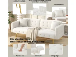 Sofá-cama de 2 lugares - 178 x 82 x 70 cm - com encosto e braços ajustáveis - veludo -*Merax Outlet