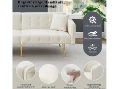 Sofá-cama de 2 lugares - 178 x 82 x 70 cm - com encosto e braços ajustáveis - veludo -*Merax Outlet