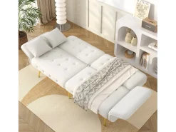 Sofá-cama de 2 lugares - 178 x 82 x 70 cm - com encosto e braços ajustáveis - veludo -*Merax Outlet