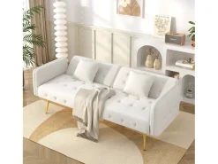 Sofá-cama de 2 lugares - 178 x 82 x 70 cm - com encosto e braços ajustáveis - veludo -*Merax Outlet